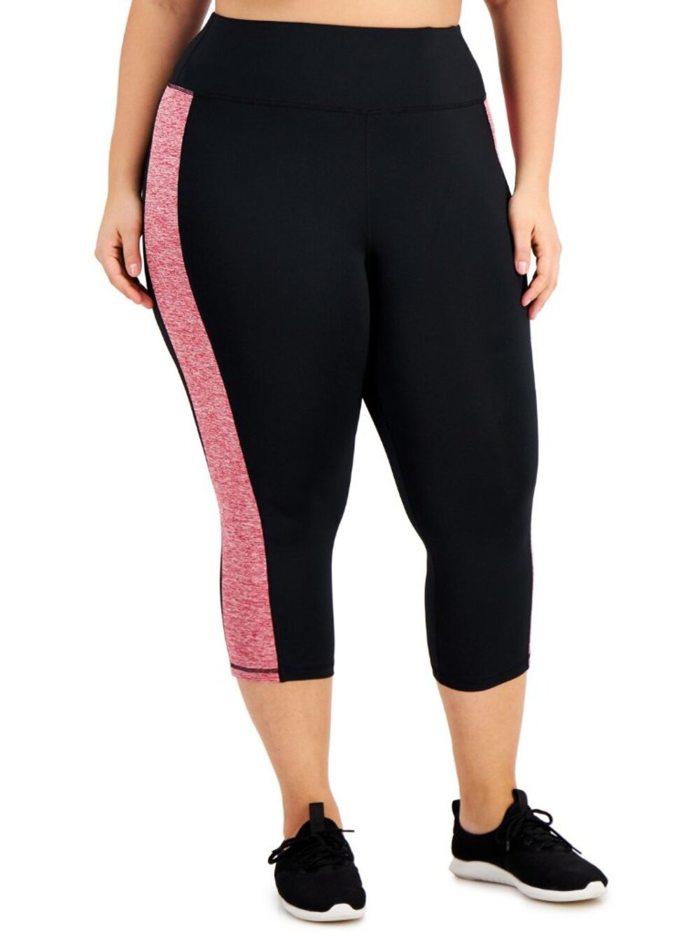 Ideology Womens Activewear Plus Size Colorblock Capri Leggings
